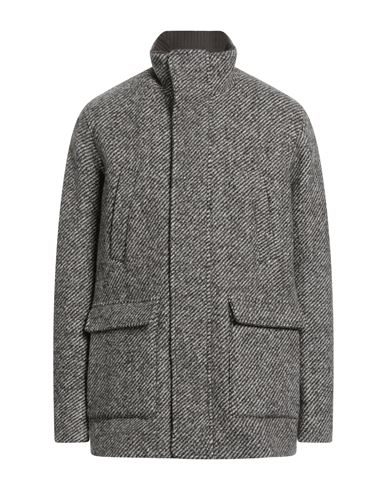 Herno Man Coat Dark Brown Size 40 Virgin Wool, Polyamide, Wool, Polyester In Gray