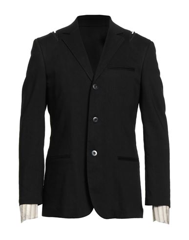 Malloni Man Blazer Black Size 38 Virgin Wool, Linen, Elastane In Multi