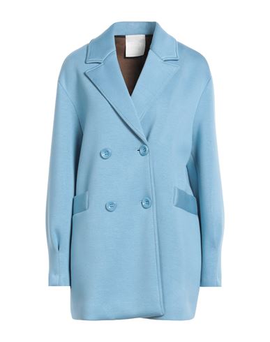 King Kong Woman Coat Light Blue Size M Viscose, Polyurethane, Elastane In Blue
