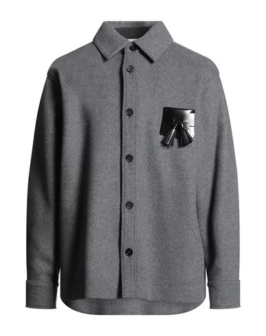 Msgm Man Shirt Grey Size 38 Wool, Polyamide In Gray
