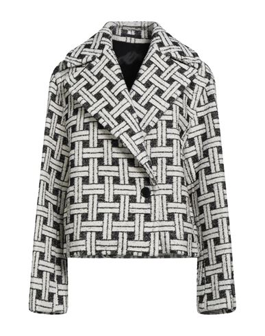 Kenzo Woman Coat White Size M Cotton, Polyester, Virgin Wool, Polyamide, Acrylic In White