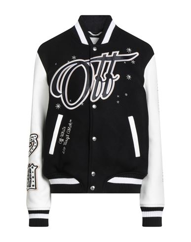 Off-white Wo Emb Bling Stars Varsity Jacket In Black