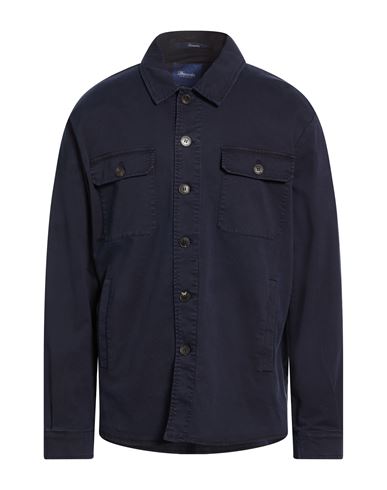 Drumohr Man Shirt Midnight Blue Size 46 Cotton, Elastane