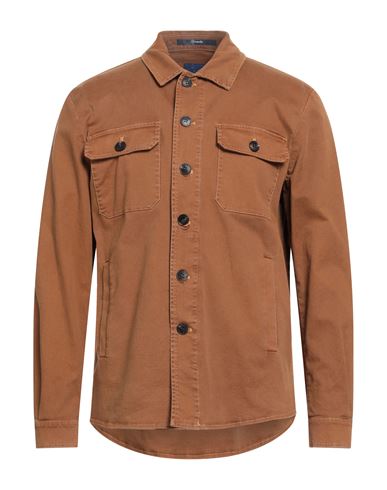 Drumohr Man Shirt Brown Size 42 Cotton, Elastane