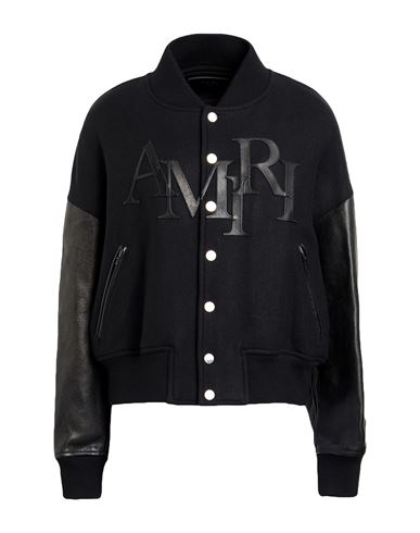 Amiri Woman Jacket Black Size L Wool, Nylon, Cow Leather