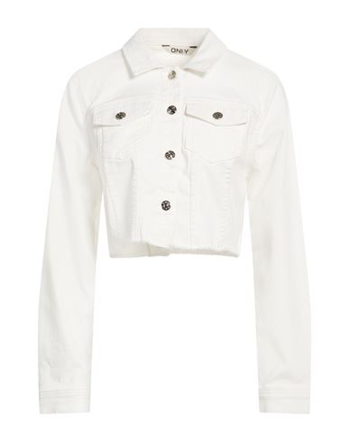 Only Blue Denim Woman Denim Outerwear White Size M Cotton, Polyester, Elastane