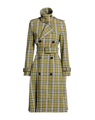 Burberry Woman Overcoat & Trench Coat Military Green Size 4 Linen, Elastane