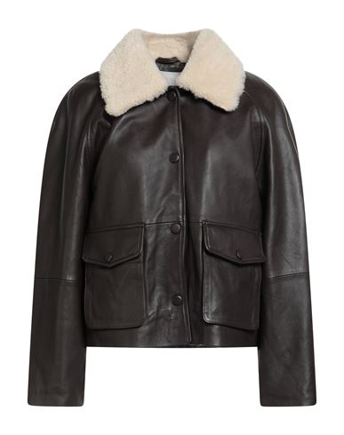 Ba&sh Ba & Sh Woman Jacket Dark Brown Size 2 Lambskin In Brown