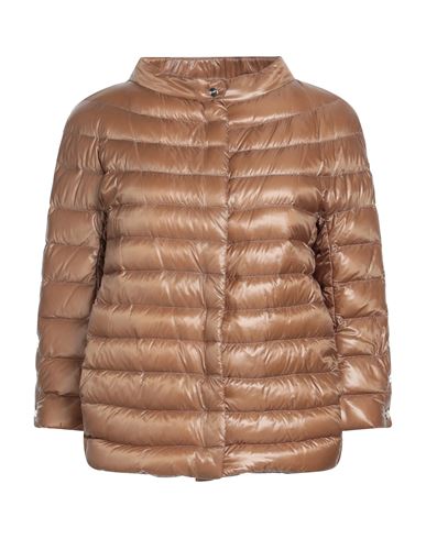 Herno Woman Puffer Camel Size 4 Polyamide In Brown