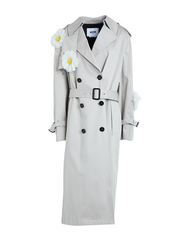 Msgm Woman Overcoat & Trench Coat Light Grey Size 4 Cotton, Elastane In Gray