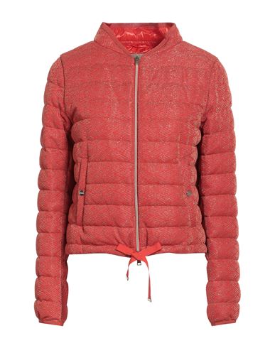Herno Woman Puffer Orange Size 6 Polyamide, Metallic Fiber