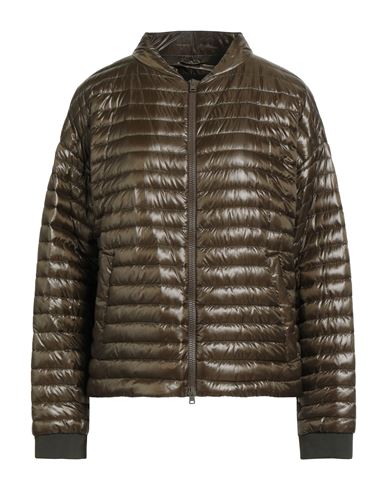 Herno Woman Puffer Military Green Size 6 Polyamide In Brown