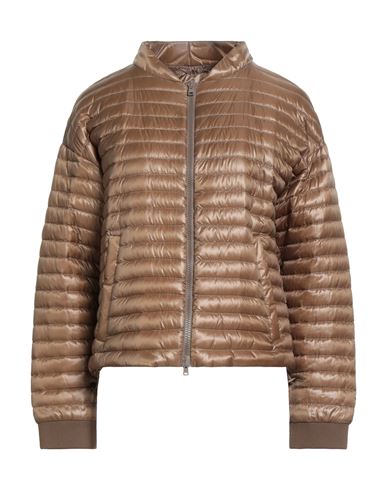 Herno Woman Puffer Camel Size 6 Polyamide In Neutral