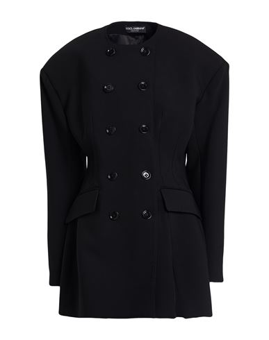Dolce & Gabbana Woman Coat Black Size 10 Virgin Wool, Polyamide, Elastane