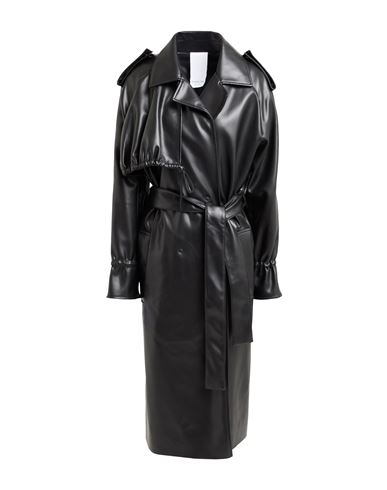 Themoirè Woman Overcoat & Trench Coat Black Size L Polyurethane, Nylon