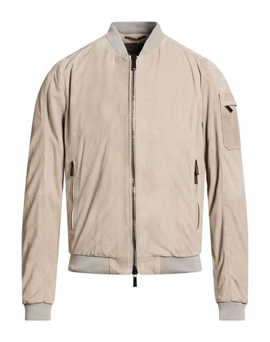 Moorer Man Jacket Taupe Size 46 Leather In Neutral