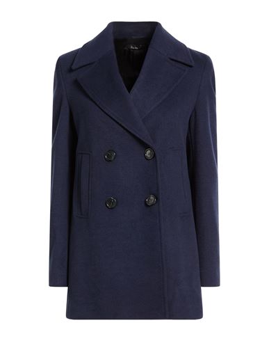 Hanita Woman Coat Midnight Blue Size 12 Polyester, Viscose