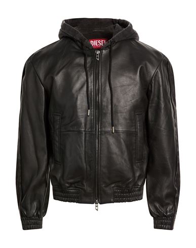 Diesel Man Jacket Black Size 46 Sheepskin, Cotton
