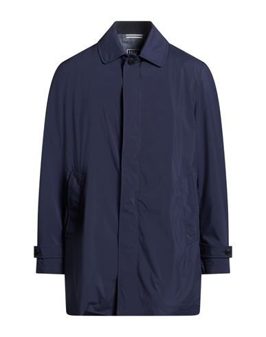 Fedeli Man Overcoat & Trench Coat Navy Size 48 Polyester In Blue