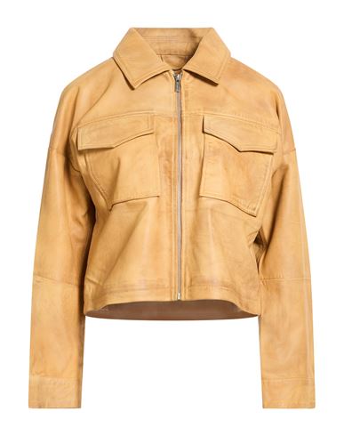 Bolongaro Trevor Woman Jacket Mustard Size M Sheepskin In Brown