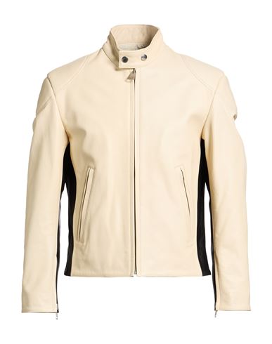 Sandro Man Jacket Ivory Size L Calfskin In White