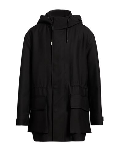 Sandro Man Coat Black Size Xl Polyester, Virgin Wool