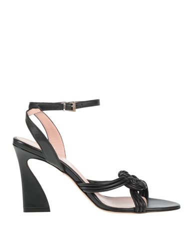 Anna F . Woman Sandals Black Size 6 Leather In Multi