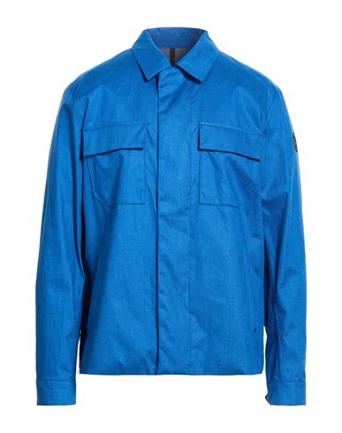 Piquadro Man Jacket Azure Size L Linen In Blue