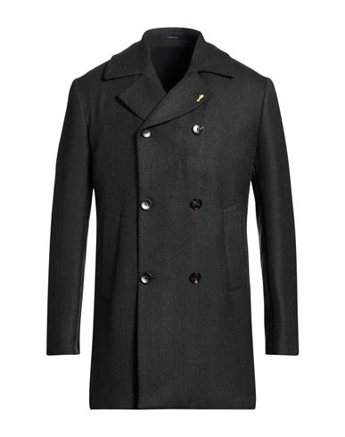 Guarinucci Man Coat Dark Green Size 46 Polyester, Wool In Black