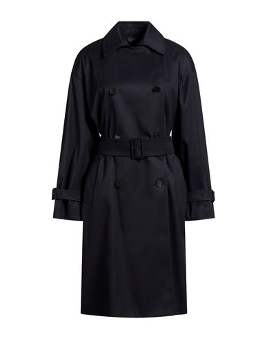 Max Mara Studio Woman Overcoat & Trench Coat Navy Size 8 Cotton, Elastane In Blue