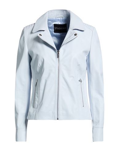Studio Ar Woman Jacket Sky Blue Size 6 Sheepskin