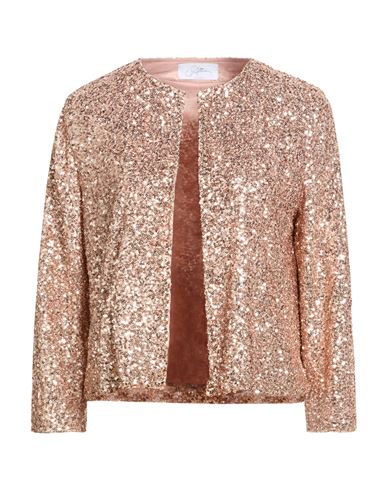 Soallure Woman Jacket Rose Gold Size 6 Polyester, Elastane In Brown