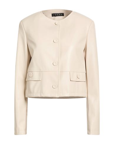 Icona By Kaos Woman Jacket Ivory Size 8 Polyurethane, Polyester In White
