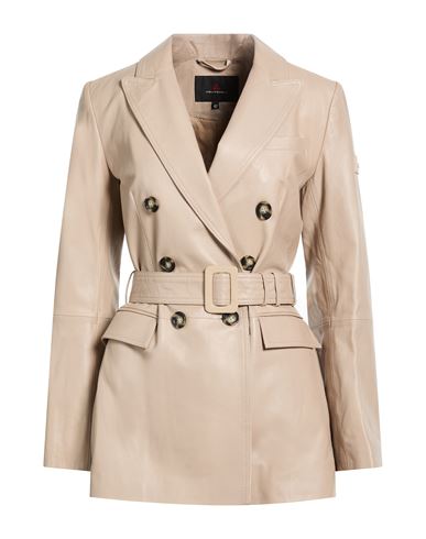 Peuterey Woman Overcoat & Trench Coat Light Brown Size 8 Leather In Sand