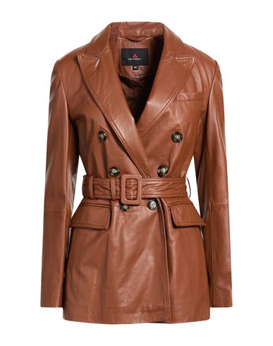 Peuterey Woman Overcoat & Trench Coat Brown Size 12 Leather