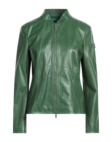 Peuterey Woman Jacket Green Size 6 Leather