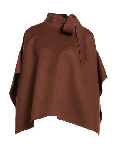 Valentino Garavani Woman Cape Brown Size 10 Virgin Wool, Cashmere