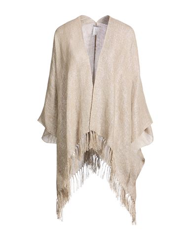 Brunello Cucinelli Woman Cape Beige Size Onesize Linen, Polyester, Metallic Fiber, Polyamide In Sand