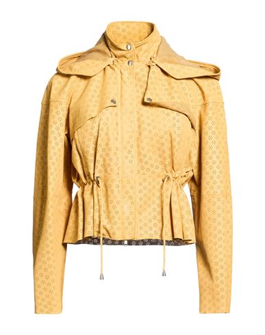 Bully Woman Jacket Marigold Size 6 Leather In Yellow
