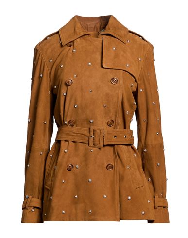 Bully Woman Jacket Tan Size 6 Leather In Brown