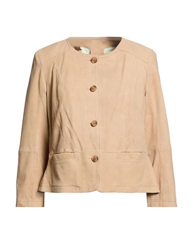 Bully Woman Jacket Beige Size 10 Leather In Sand