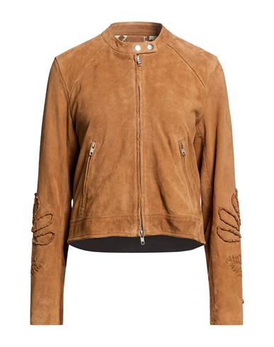 Bully Woman Jacket Light Brown Size 6 Leather In Sand