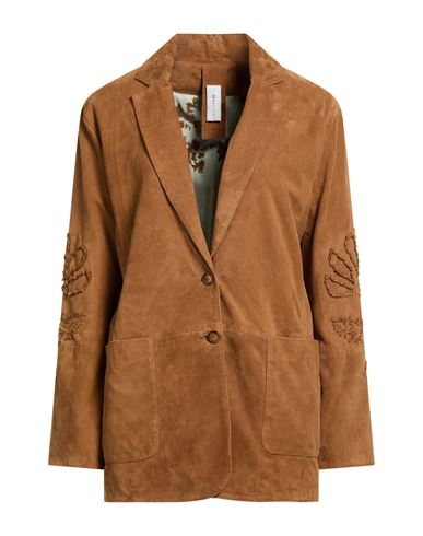 Bully Woman Blazer Camel Size 6 Leather In Sand