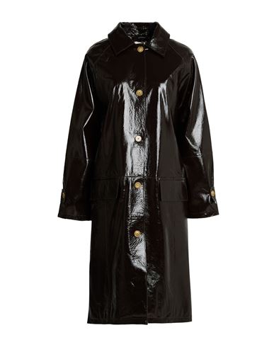 Alysi Chocolat Woman Coat Dark Brown Size 6 Leather