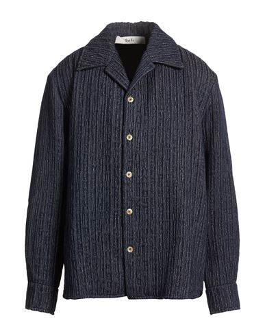 Séfr Man Overcoat & Trench Coat Midnight Blue Size L Cotton, Elastane