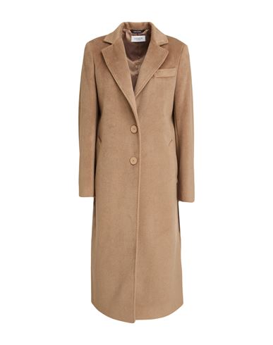 Laneus Woman Coat Camel Size 14 Polyester, Acrylic, Wool In Brown