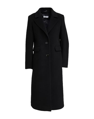 Laneus Woman Coat Black Size 12 Wool, Polyamide, Cashmere