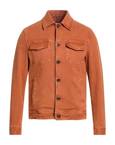 Montedoro Man Denim Outerwear Rust Size 46 Cotton, Elastane In Red