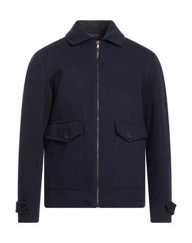 Exte Man Jacket Navy Size 46 Polyester, Viscose, Wool In Blue