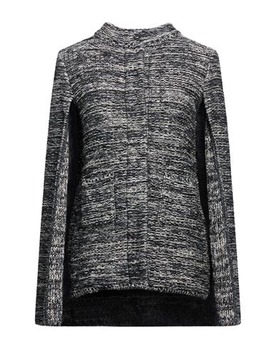 Charlott Woman Cape Charcoal Size M Wool, Cotton, Viscose, Linen In Gray